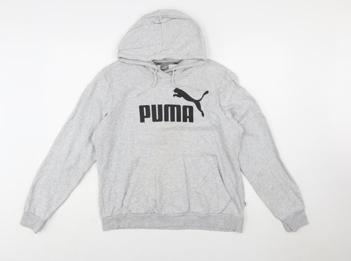 Puma Womens Grey XL Pullover Hoodie Sweatshirt Logo Cotton Blend