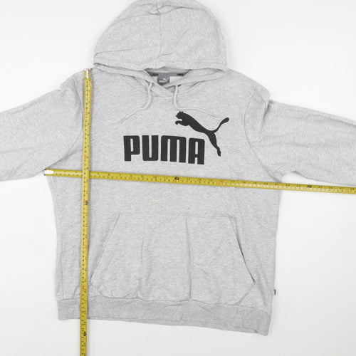 Puma Womens Grey XL Pullover Hoodie Sweatshirt Logo Cotton Blend