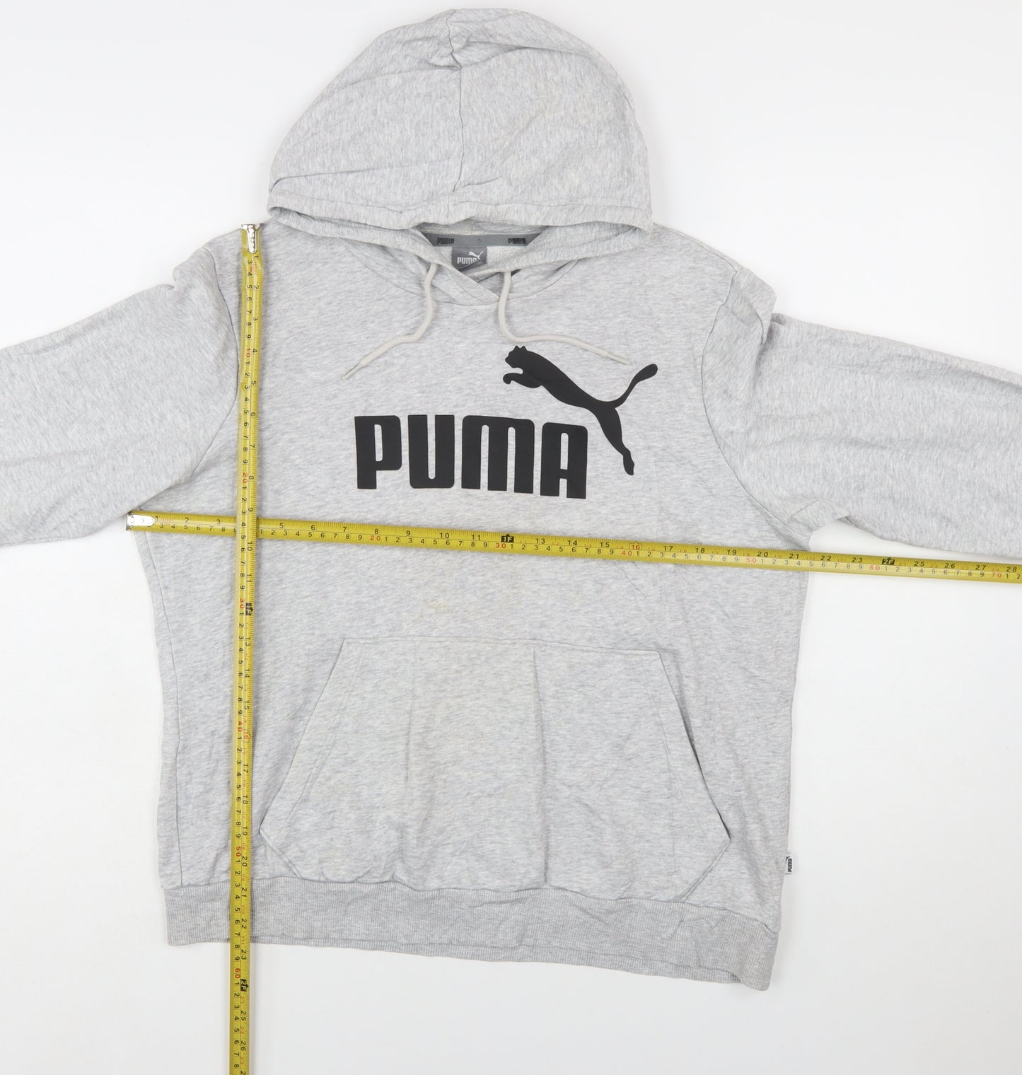 Puma Womens Grey XL Pullover Hoodie Sweatshirt Logo Cotton Blend