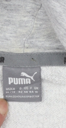 Puma Womens Grey XL Pullover Hoodie Sweatshirt Logo Cotton Blend