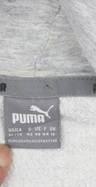 Puma Womens Grey XL Pullover Hoodie Sweatshirt Logo Cotton Blend