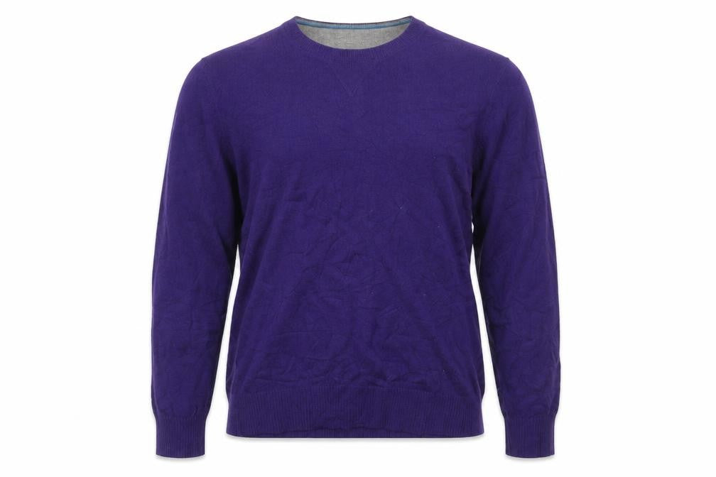 Front view of Tommy Hilfiger Men's Purple Cotton Crew Neck jumper L