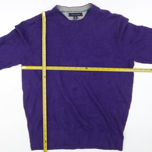 Tommy Hilfiger Men's Purple Cotton Crew Neck Pullover Jumper L