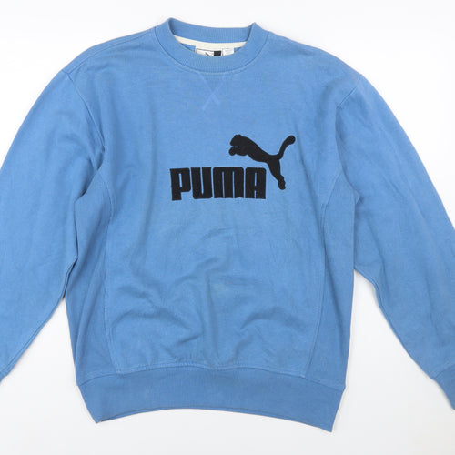 Puma Men's Blue Small Pullover Crew Neck Logo Sweatshirt