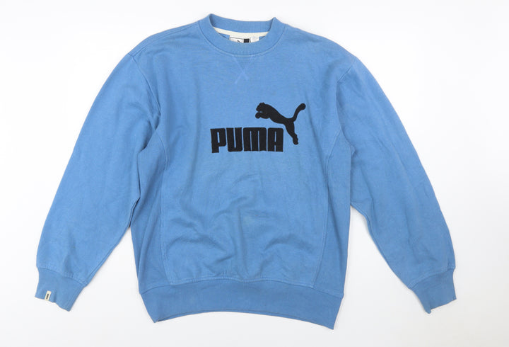 Puma Men's Blue Small Pullover Crew Neck Logo Sweatshirt