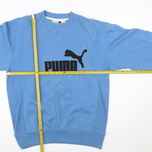 Puma Men's Blue Small Pullover Crew Neck Logo Sweatshirt