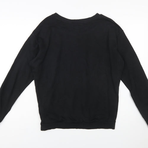 Puma Womens Black Sequin Logo Pullover Sweatshirt Size L UK 14