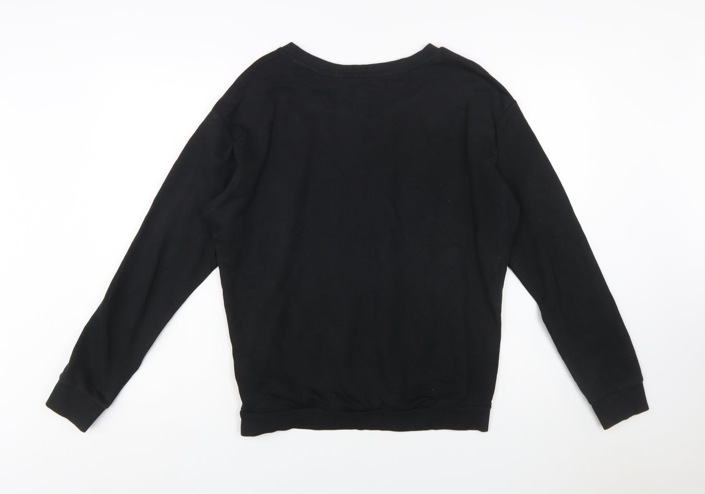 Puma Womens Black Sequin Logo Pullover Sweatshirt Size L UK 14