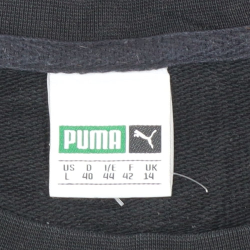 Puma Womens Black Sequin Logo Pullover Sweatshirt Size L UK 14