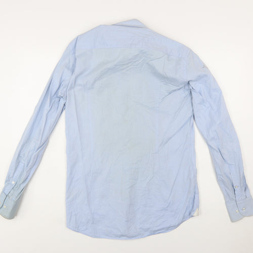 Hugo Boss Men’s Blue Slim Fit Cotton Long Sleeve Button-Up Shirt Size 15.7