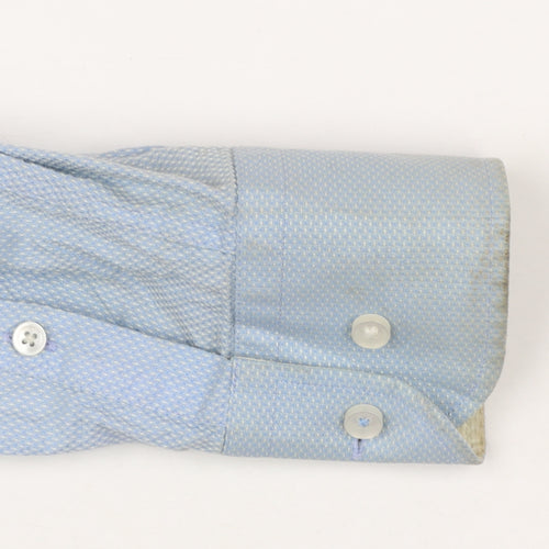 Hugo Boss Men’s Blue Slim Fit Cotton Long Sleeve Button-Up Shirt Size 15.7