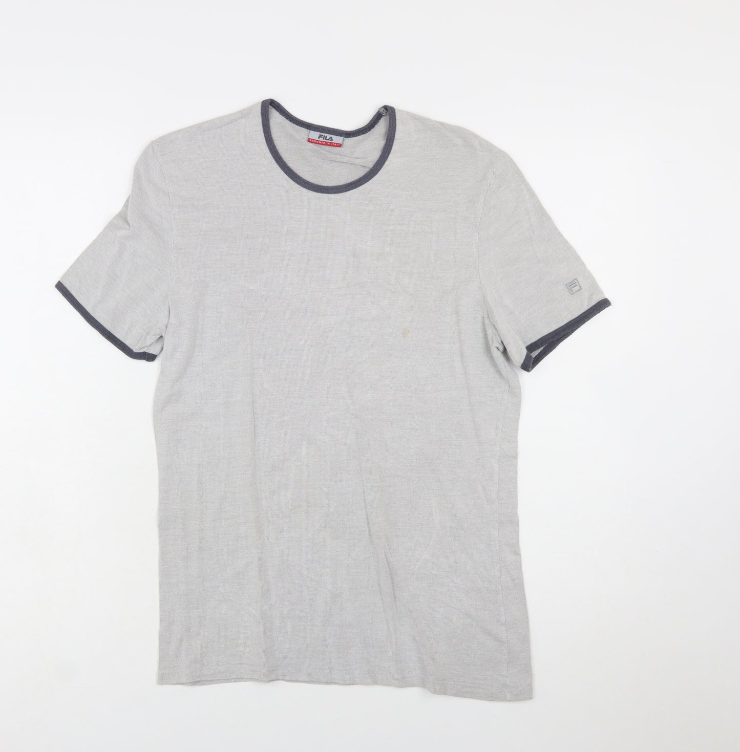 Fila Men's Grey Crew Neck Short Sleeve Cotton T-Shirt Size S