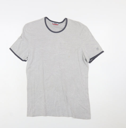 Fila Men's Grey Crew Neck Short Sleeve Cotton T-Shirt Size S