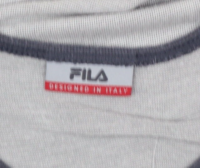 Fila Men's Grey Crew Neck Short Sleeve Cotton T-Shirt Size S