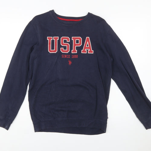 U.S. Polo Assn. Boys Blue Crew Neck Pullover Sweatshirt 14-15 Years
