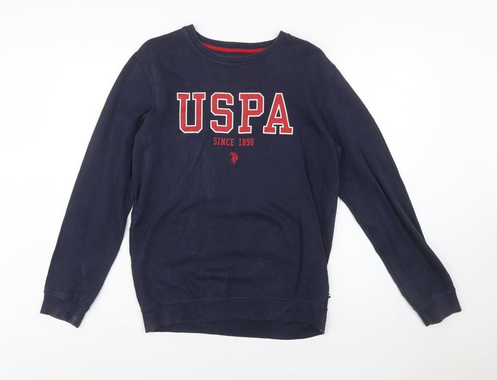 U.S. Polo Assn. Boys Blue Crew Neck Pullover Sweatshirt 14-15 Years