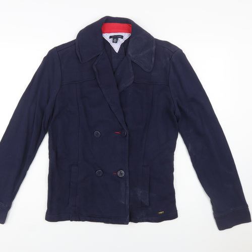 Tommy Hilfiger Women's Navy Blue Cotton Pea Coat Jacket Size L