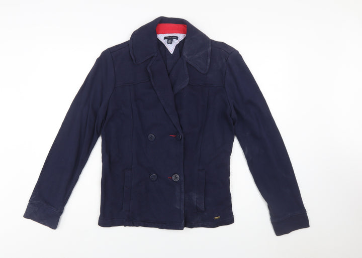 Tommy Hilfiger Women's Navy Blue Cotton Pea Coat Jacket Size L
