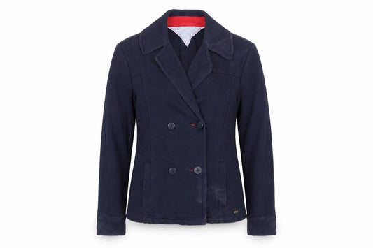 Front view of Tommy Hilfiger Women's Navy Blue Cotton Pea Coat Jacket, size L