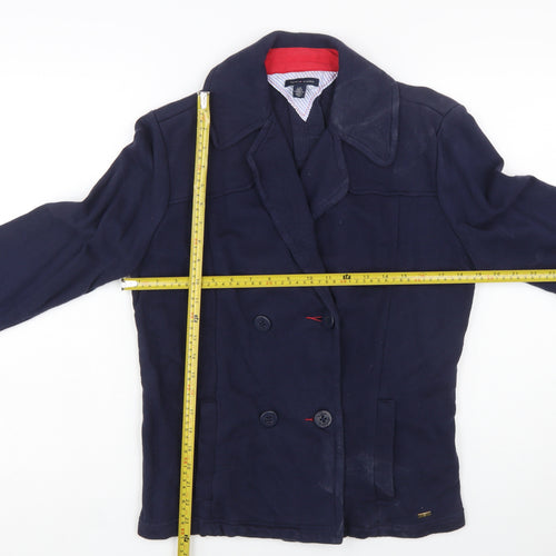 Tommy Hilfiger Women's Navy Blue Cotton Pea Coat Jacket Size L