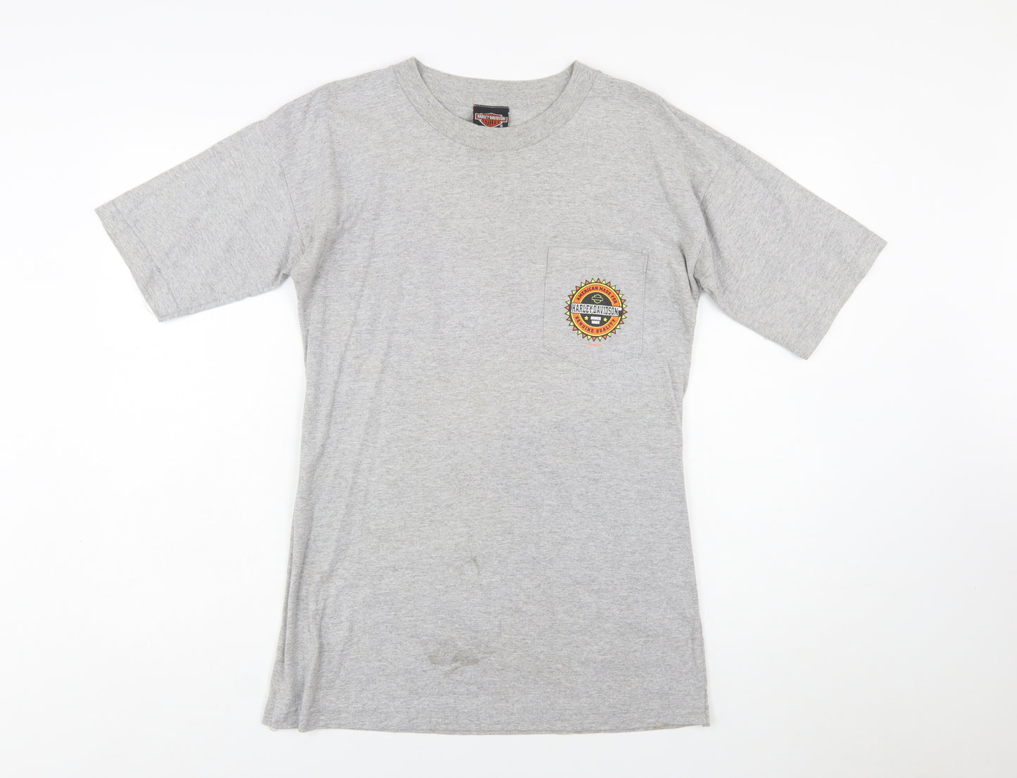 Harley-Davidson Women Grey Cotton T-Shirt L Biker Retro