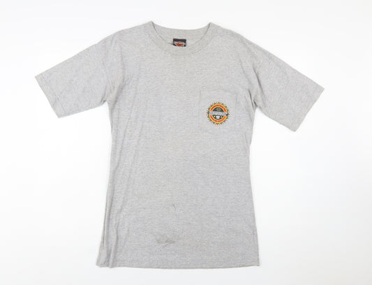 Harley-Davidson Women Grey Cotton T-Shirt L Biker Retro