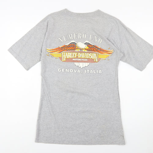 Harley-Davidson Women Grey Cotton T-Shirt L Biker Retro