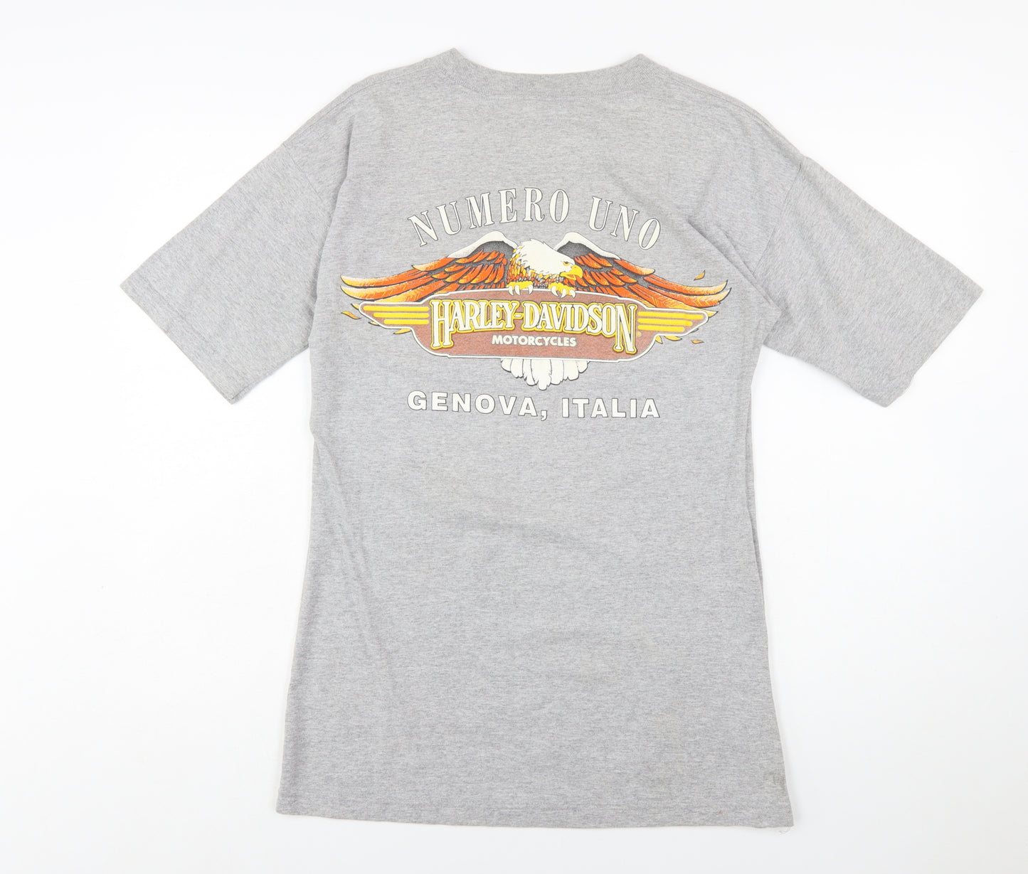 Harley-Davidson Women Grey Cotton T-Shirt L Biker Retro