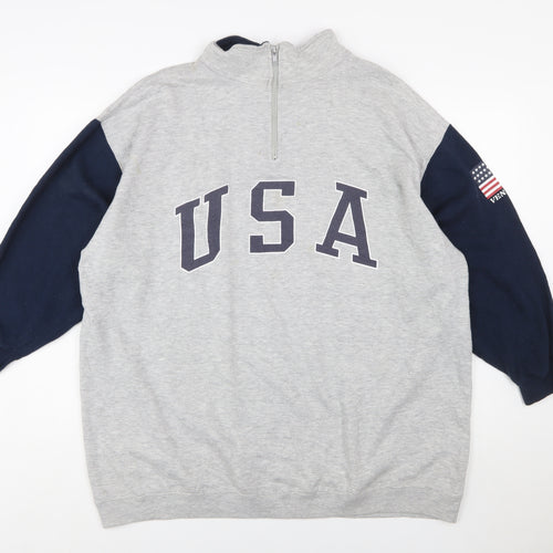 Venezia Jeans Women's Grey & Navy USA 1/4 Zip Sweatshirt Size 18/20