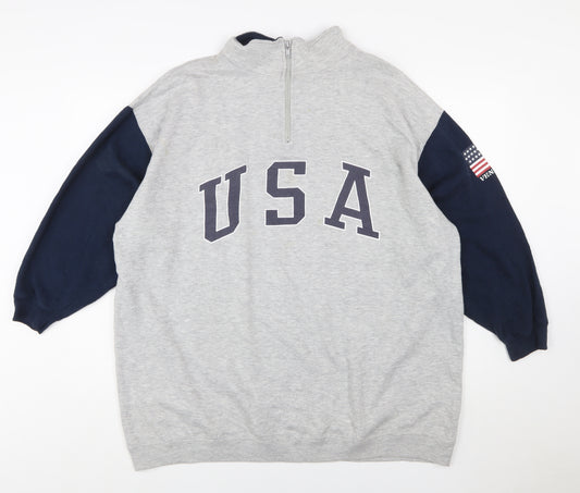 Venezia Jeans Women's Grey & Navy USA 1/4 Zip Sweatshirt Size 18/20