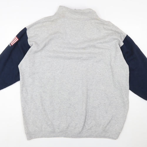 Venezia Jeans Women's Grey & Navy USA 1/4 Zip Sweatshirt Size 18/20