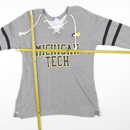 Champion Womens Grey Michigan Tech Lace Up Pullover Sweatshirt Size S
