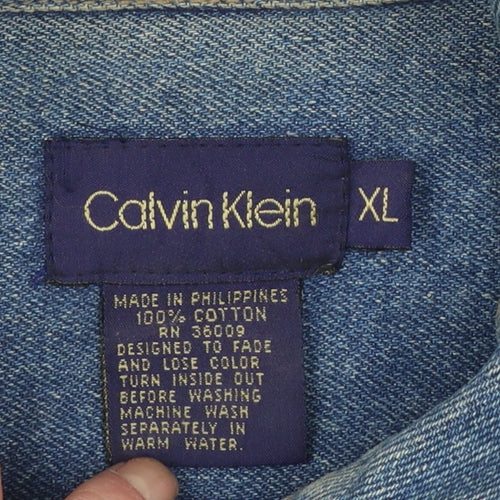 Calvin Klein Men's Blue Denim Basic Jacket XL Vintage 90s