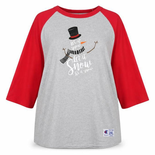Champion Womens Grey Red 2XL Raglan Christmas T-Shirt