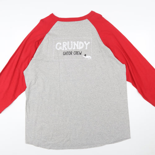 Champion Womens Grey Red 2XL Raglan Christmas T-Shirt