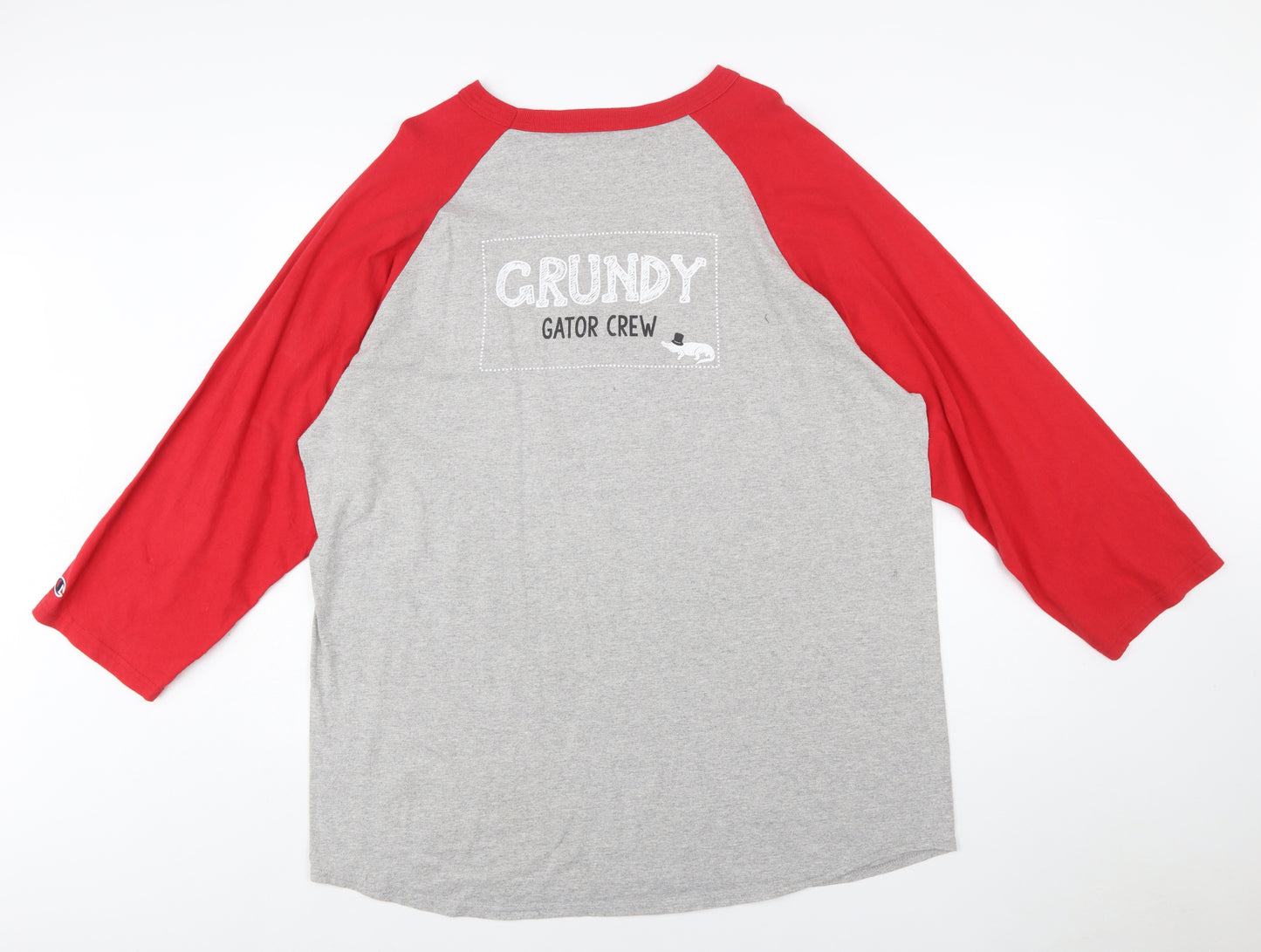 Champion Womens Grey Red 2XL Raglan Christmas T-Shirt