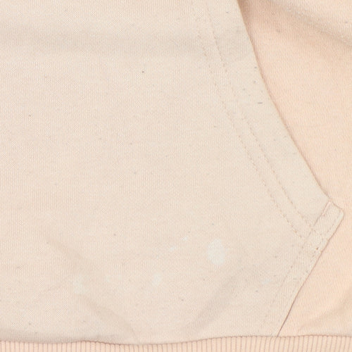 Fila Womens Beige Pullover Hoodie Medium Logo Sleeve Tape Sweatshirt