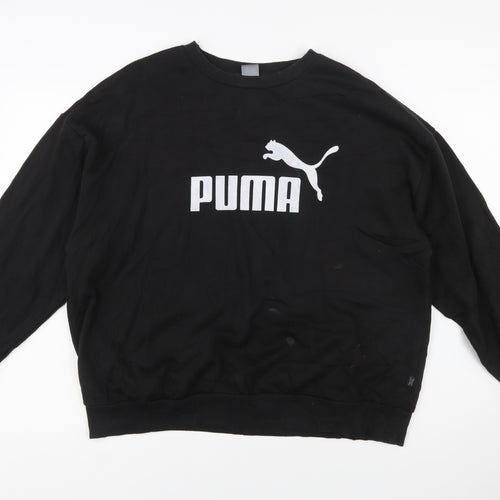 Puma Women's Black XXL Crew Neck Pullover Sweatshirt Logo Cotton