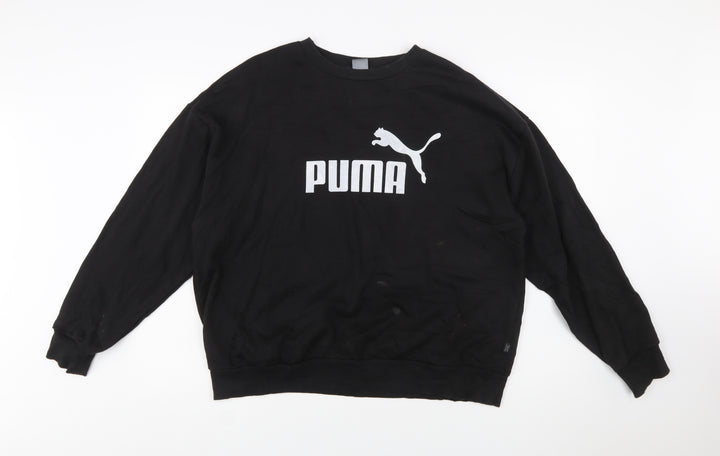 Puma Women's Black XXL Crew Neck Pullover Sweatshirt Logo Cotton
