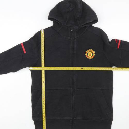 Adidas Boys Black Full Zip Hoodie 13-14 Years Manchester United Badge