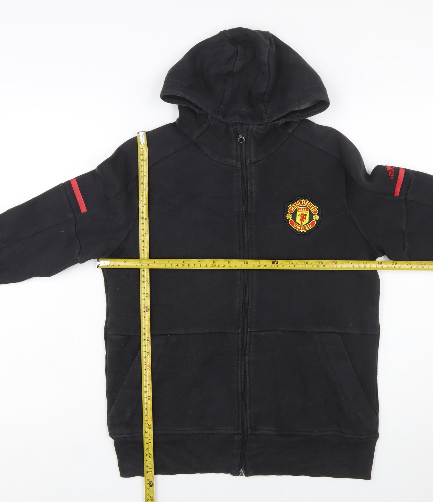 Adidas Boys Black Full Zip Hoodie 13-14 Years Manchester United Badge