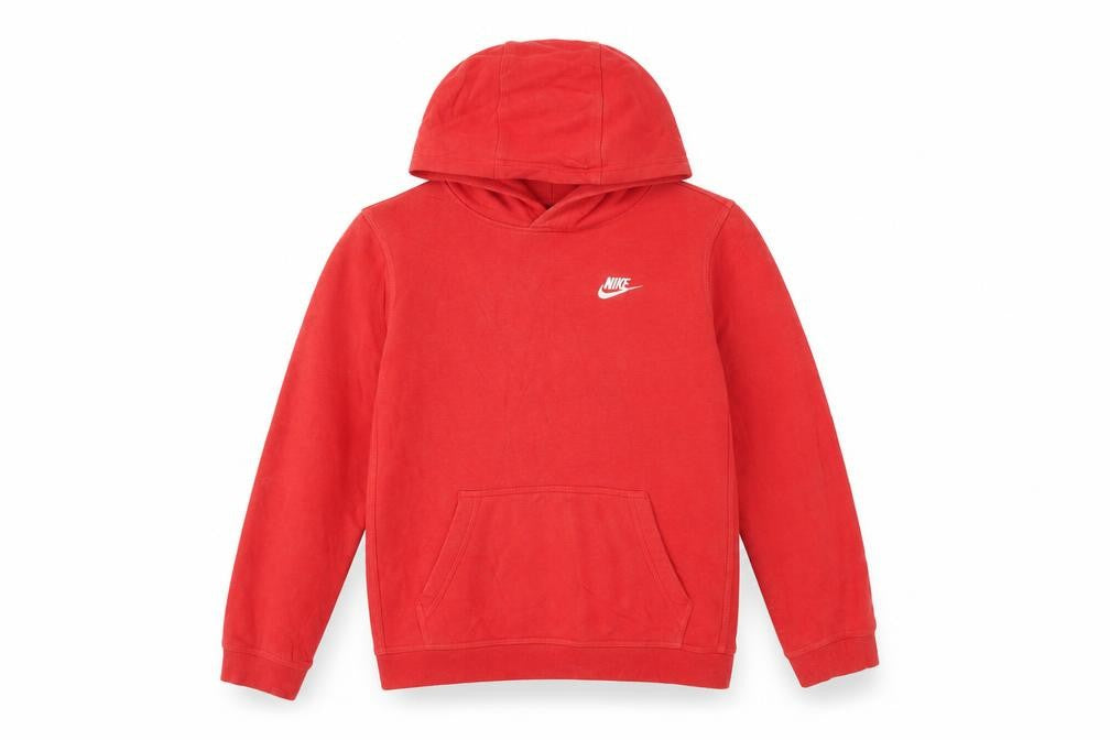 Front view of Nike boys’ red pullover hoodie xl 158-170cm cotton blend