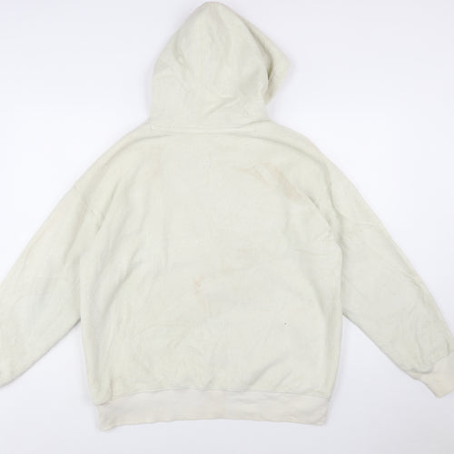 Champion Women's Beige Pullover Hoodie Large Fleece Logo Sweatshirt