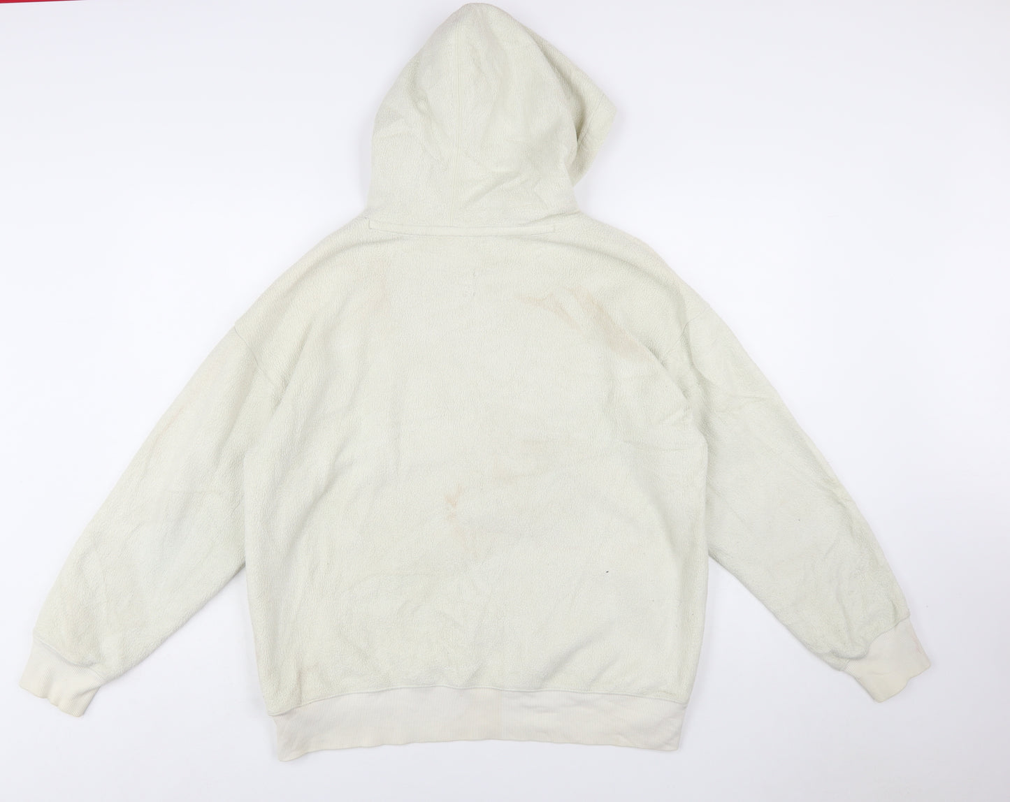 Champion Women's Beige Pullover Hoodie Large Fleece Logo Sweatshirt