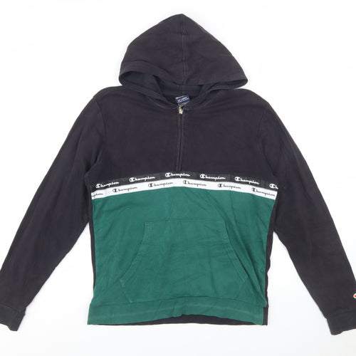 Champion Boys Green & Black 2XL Half Zip Hoodie with Logo Trim