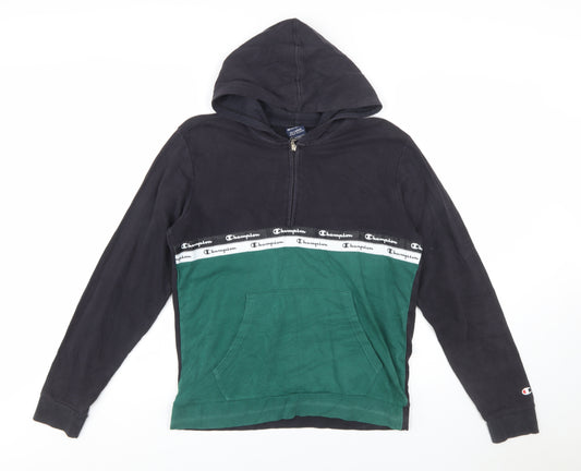 Champion Boys Green & Black 2XL Half Zip Hoodie with Logo Trim