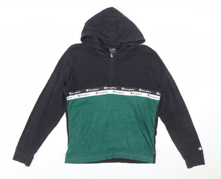 Champion Boys Green & Black 2XL Half Zip Hoodie with Logo Trim