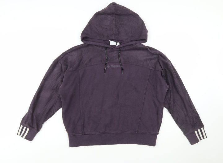 Adidas Women Purple Hooded Pullover Sweatshirt UK 10 S