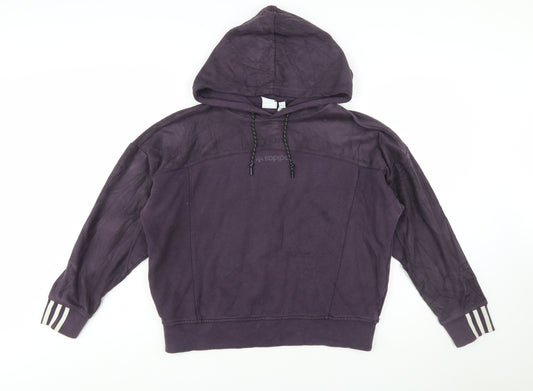 Adidas Women Purple Hooded Pullover Sweatshirt UK 10 S