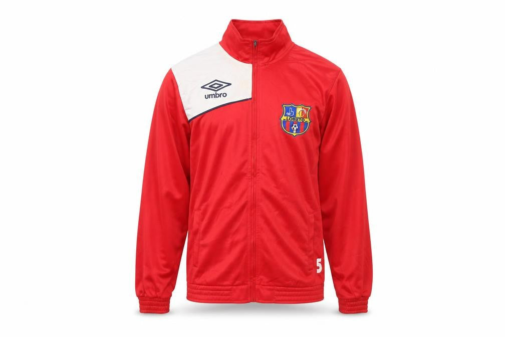 Front view of Umbro Men's Red Full Zip Football Sweatshirt Jacket M